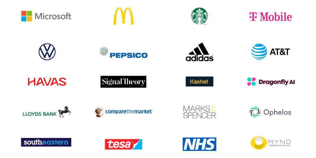 A grid of various company logos, including Microsoft, McDonald's, Starbucks, T-Mobile, Volkswagen, PepsiCo, AT&T, NHS, and others, each displayed on a black background. - Choice Hacking A grid of various company logos, including Microsoft, McDonald's, Starbucks, T-Mobile, Volkswagen, PepsiCo, AT&T, NHS, and others, each displayed on a black background.